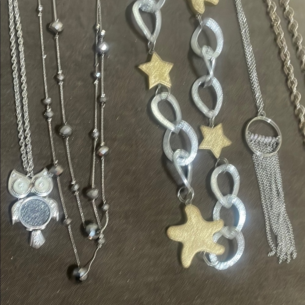 Vintage Costume Silvertone Jewelry Lot of 10 - Picture 2 of 7